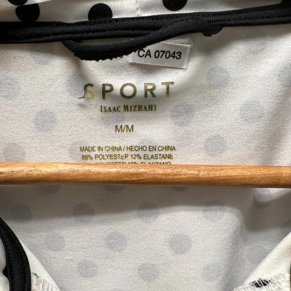 Isaac Mizrahi Sport Jacket Womens White Black Polka Dot Gold Trim Hooded - Picture 2 of 5